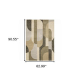 5' X 7' Brown and Ivory Geometric Power Loom Area Rug - Homeroots - Flyclothing LLC