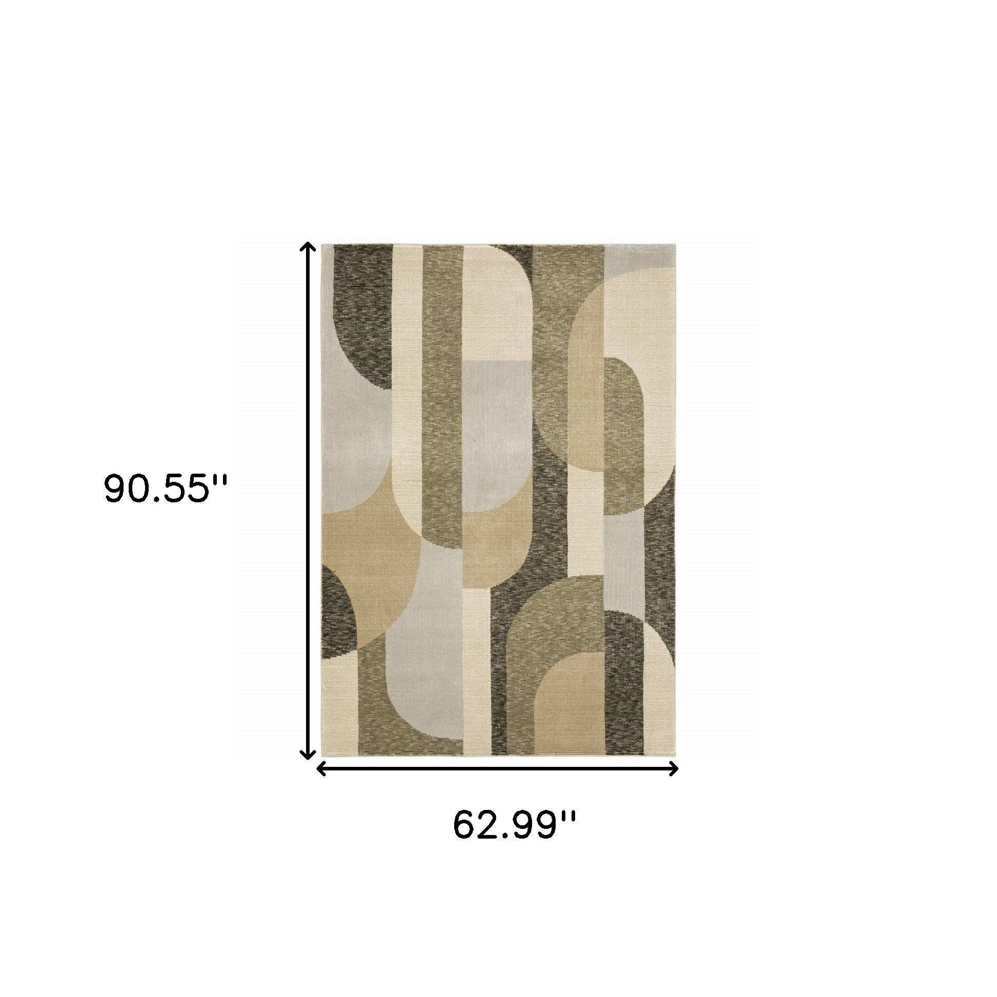 5' X 7' Brown and Ivory Geometric Power Loom Area Rug - Homeroots - Flyclothing LLC