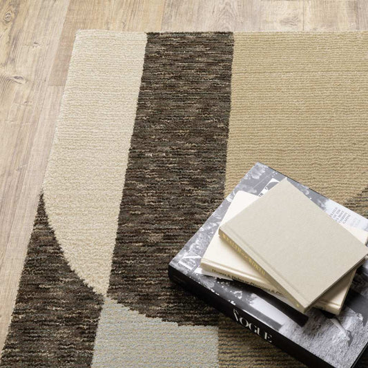 8' X 11' Brown and Ivory Geometric Power Loom Area Rug - Homeroots - Flyclothing LLC