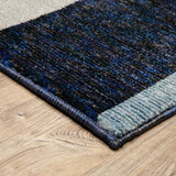 8' Runner Blue and Ivory Geometric Power Loom Runner Rug - Homeroots - Flyclothing LLC
