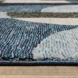 8' Runner Blue and Ivory Geometric Power Loom Runner Rug - Homeroots - Flyclothing LLC