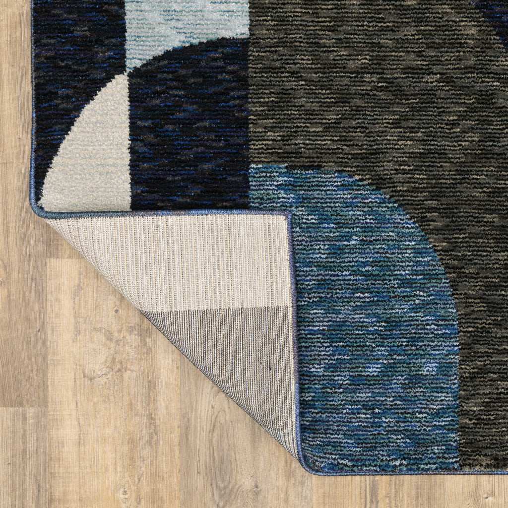 3' X 5' Blue Grey Charcoal and Purple Geometric Power Loom Area Rug - Homeroots - Flyclothing LLC