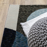 5' X 7' Blue and Gray Geometric Power Loom Area Rug - Homeroots - Flyclothing LLC