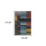 10' X 13' Purple and Red Geometric Power Loom Area Rug - Homeroots - Flyclothing LLC