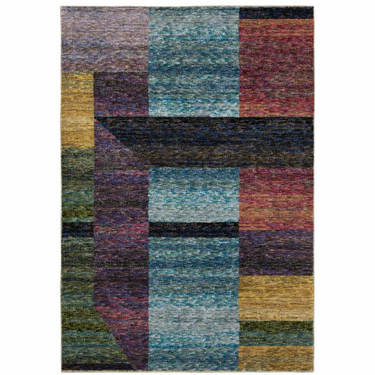 10' X 13' Purple and Red Geometric Power Loom Area Rug - Homeroots - Flyclothing LLC