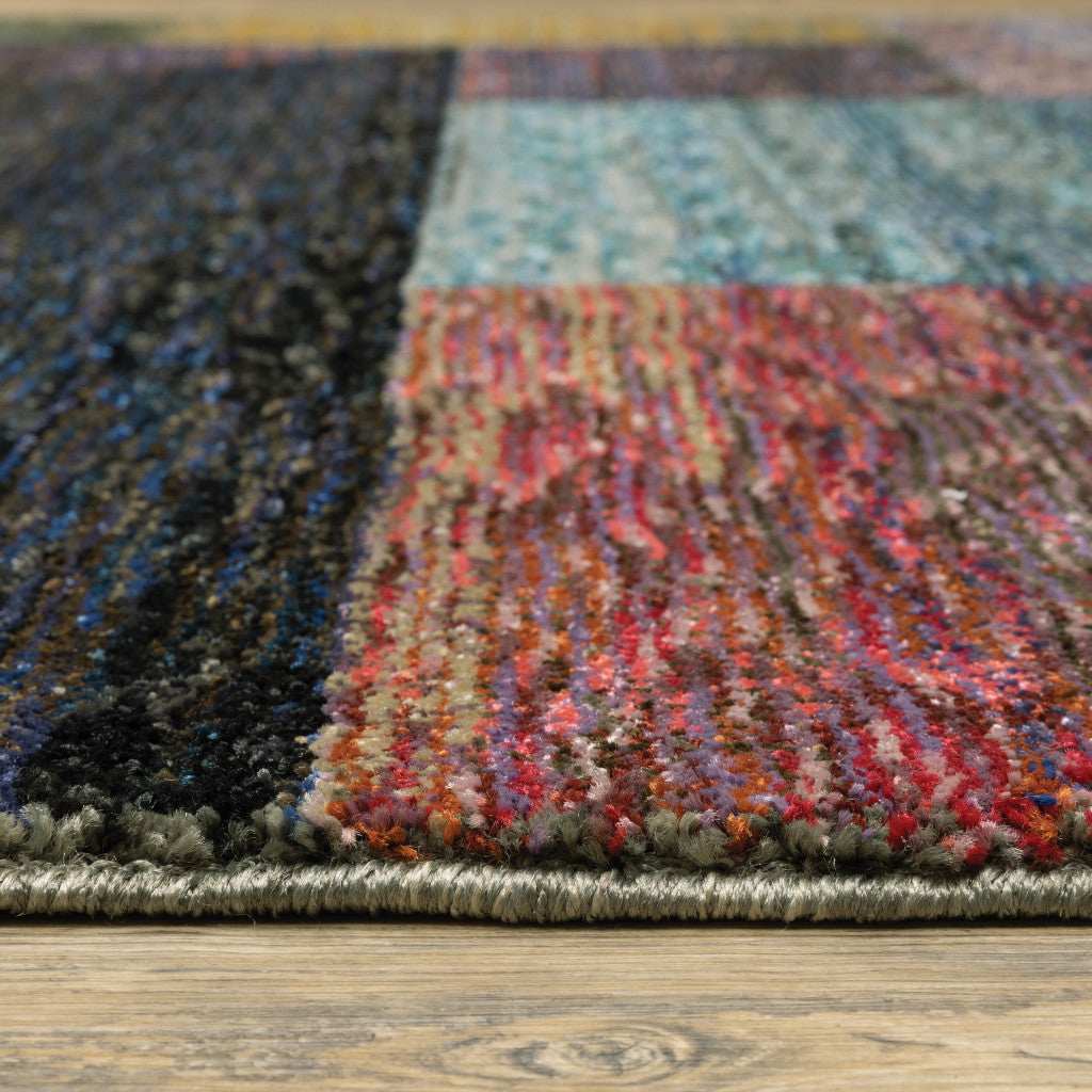 8' Runner Purple and Red Geometric Power Loom Runner Rug - Homeroots - Flyclothing LLC