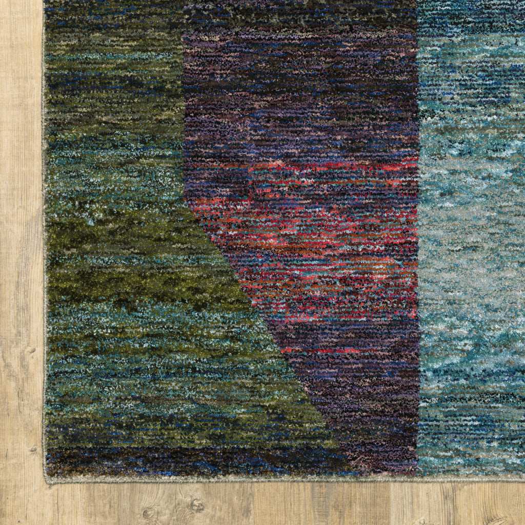 8' Runner Purple and Red Geometric Power Loom Runner Rug - Homeroots - Flyclothing LLC