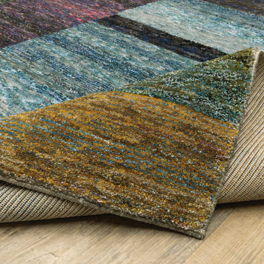 8' Runner Purple and Red Geometric Power Loom Runner Rug - Homeroots - Flyclothing LLC