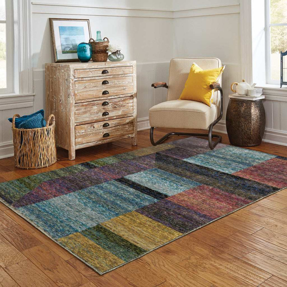 3' X 5' Purple and Red Geometric Power Loom Area Rug - Homeroots - Flyclothing LLC