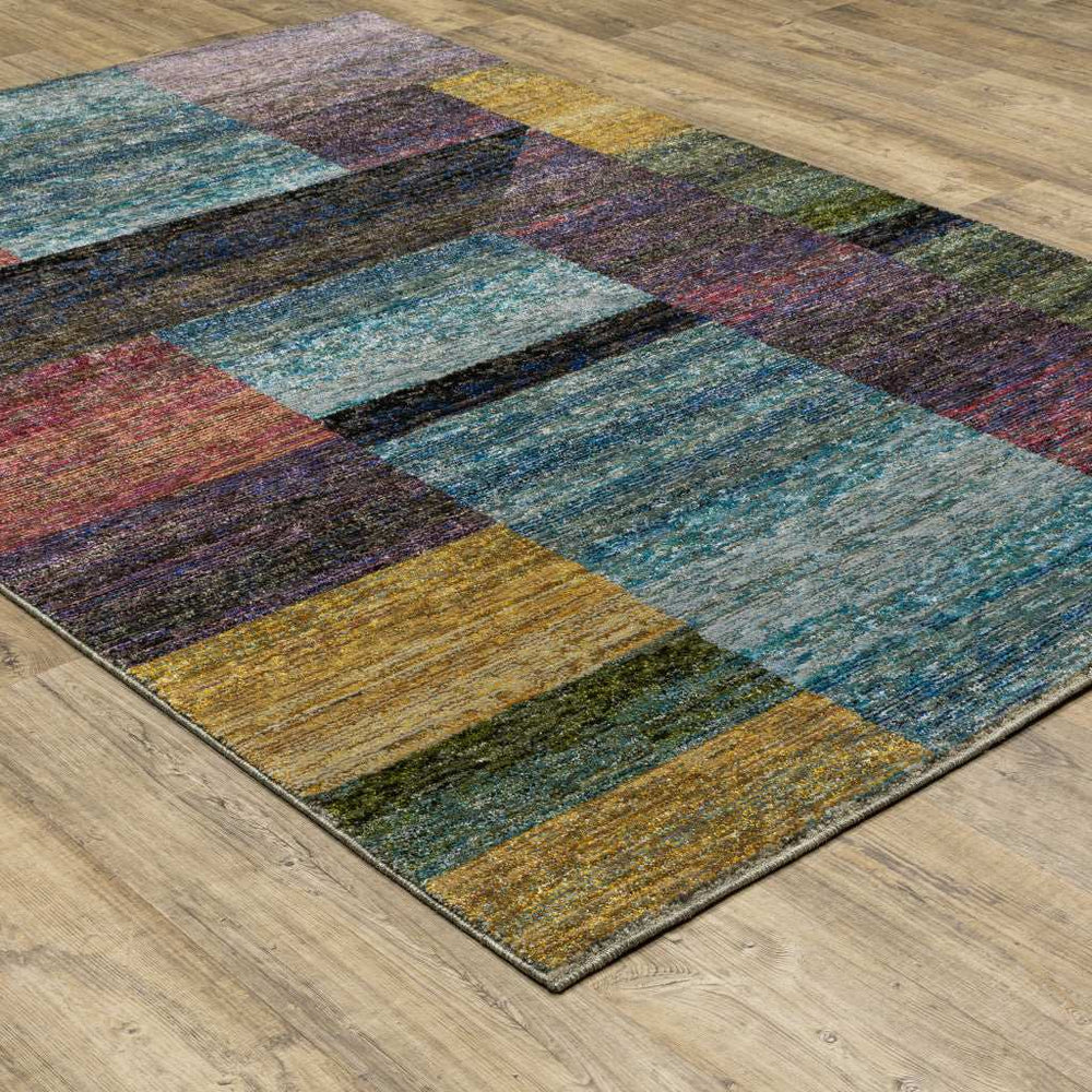 5' X 7' Purple and Red Geometric Power Loom Area Rug - Homeroots - Flyclothing LLC