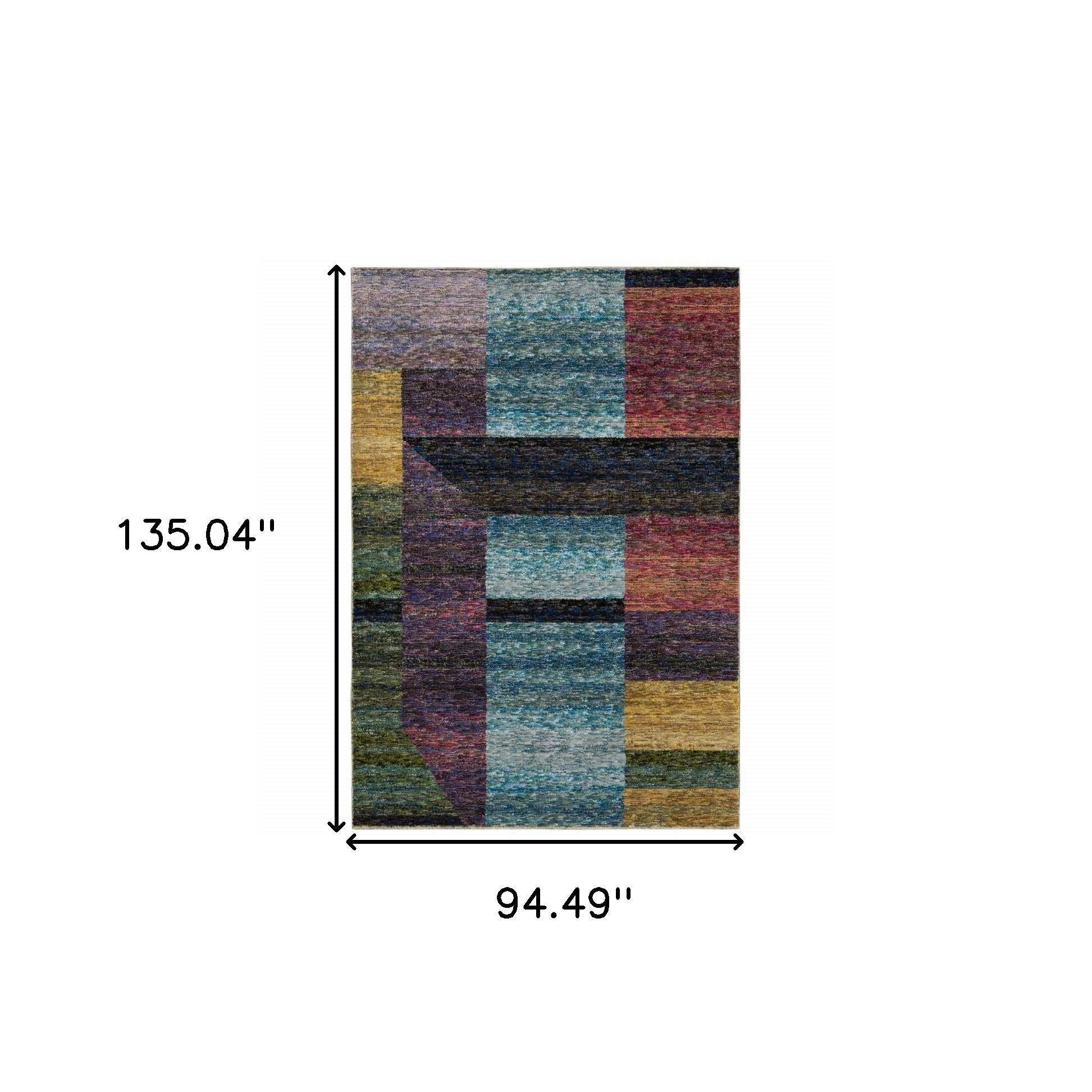 8' X 11' Purple and Red Geometric Power Loom Area Rug - Homeroots - Flyclothing LLC