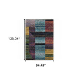 8' X 11' Purple and Red Geometric Power Loom Area Rug