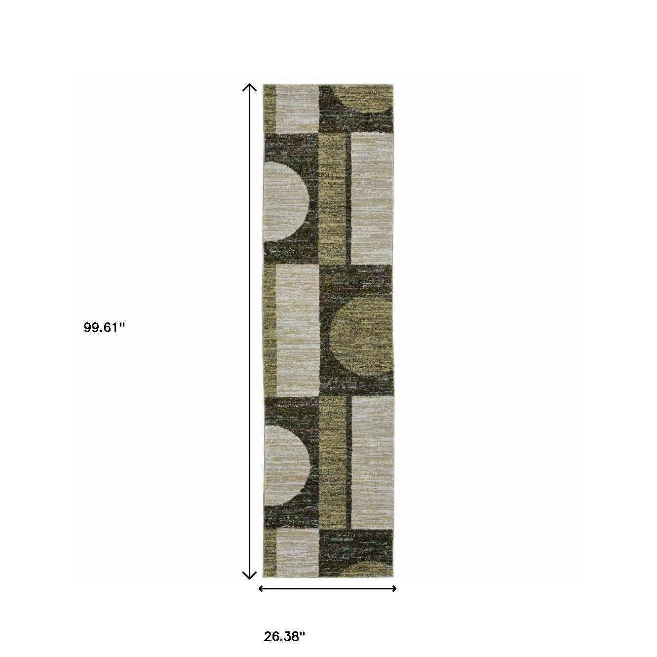 8' Runner Blue and Beige Geometric Power Loom Runner Rug - Homeroots - Flyclothing LLC