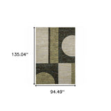 8' X 11' Blue and Beige Geometric Power Loom Area Rug - Homeroots - Flyclothing LLC