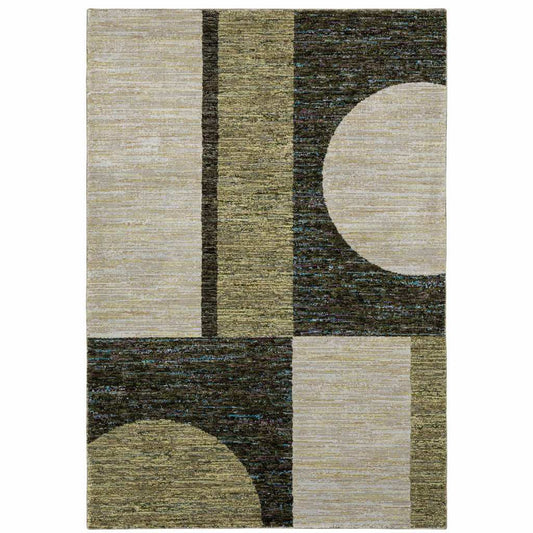 8' X 11' Blue and Beige Geometric Power Loom Area Rug - Homeroots - Flyclothing LLC