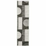 8' Runner Gray and Ivory Geometric Power Loom Runner Rug - Homeroots