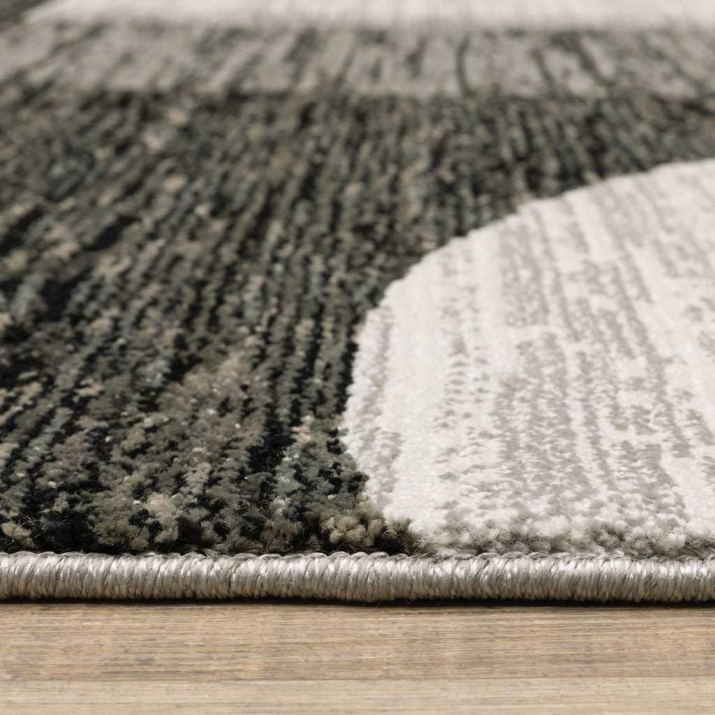 8' Runner Gray and Ivory Geometric Power Loom Runner Rug - Homeroots - Flyclothing LLC