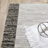8' Runner Gray and Ivory Geometric Power Loom Runner Rug - Homeroots - Flyclothing LLC
