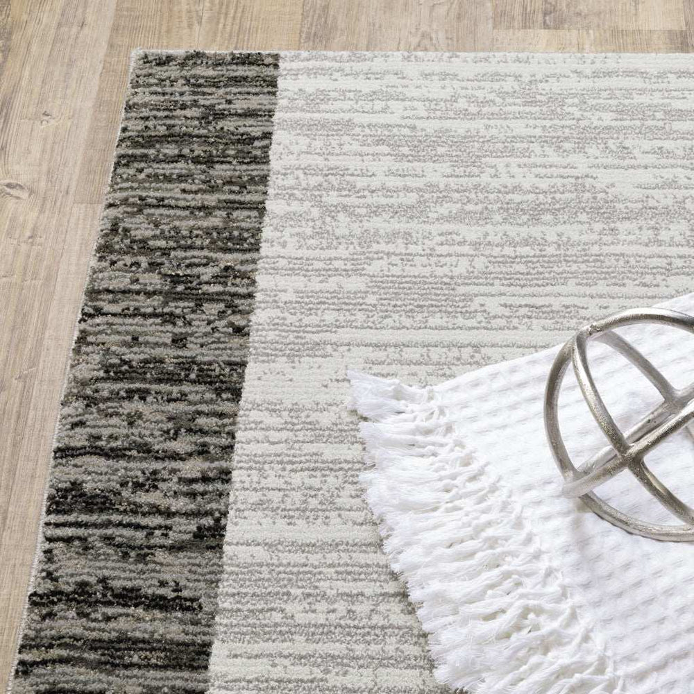 8' Runner Gray and Ivory Geometric Power Loom Runner Rug - Homeroots - Flyclothing LLC