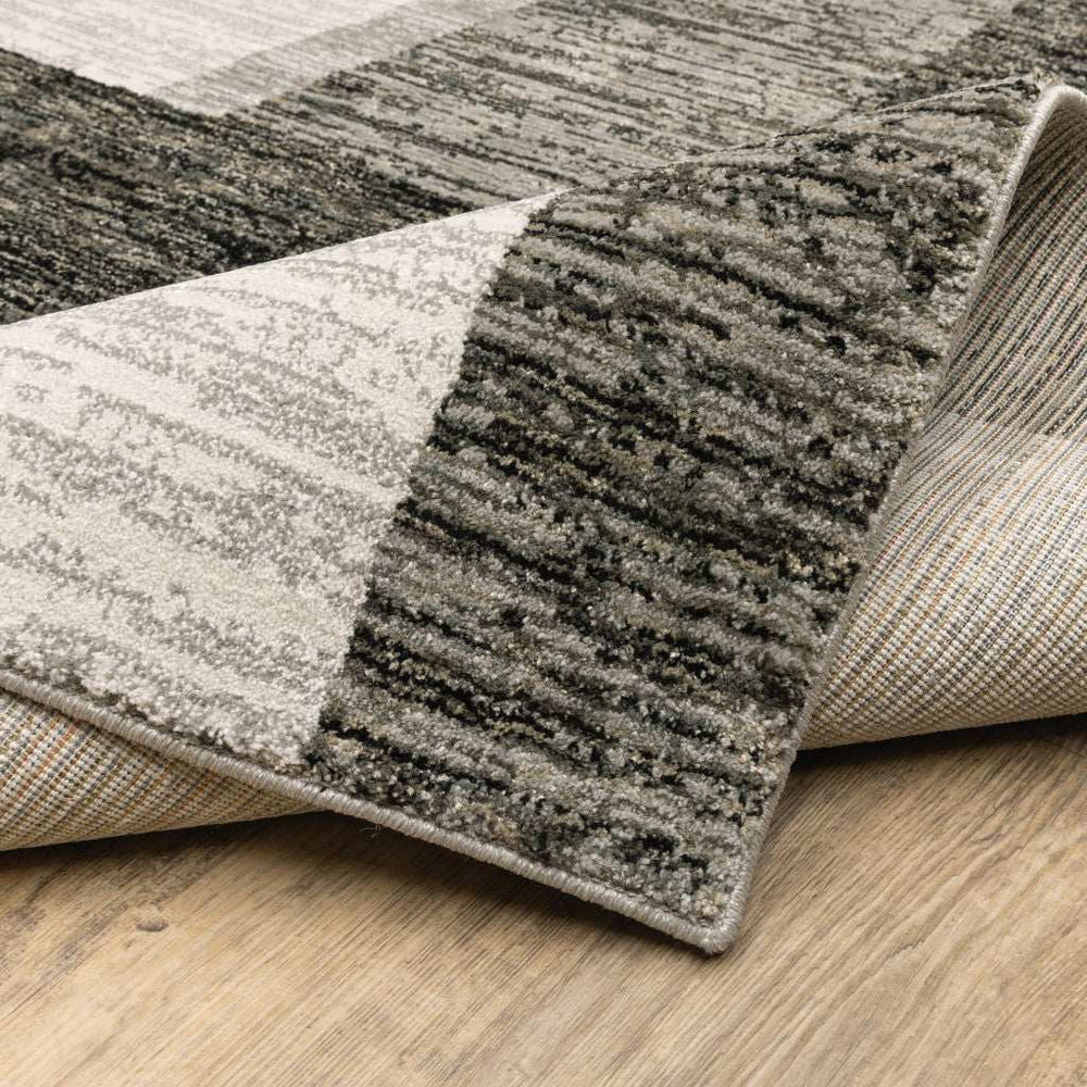 8' Runner Gray and Ivory Geometric Power Loom Runner Rug - Homeroots - Flyclothing LLC