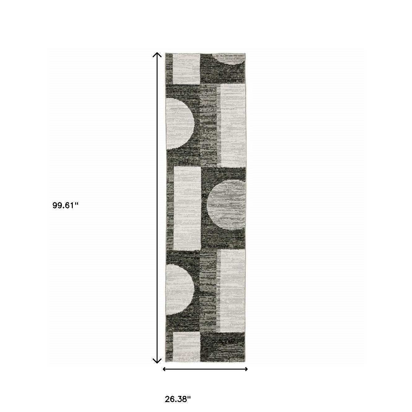 8' Runner Gray and Ivory Geometric Power Loom Runner Rug - Homeroots - Flyclothing LLC