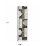 8' Runner Gray and Ivory Geometric Power Loom Runner Rug - Homeroots - Flyclothing LLC