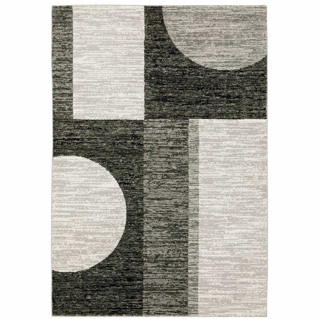 8' X 11' Gray and Ivory Geometric Power Loom Area Rug - Homeroots - Flyclothing LLC