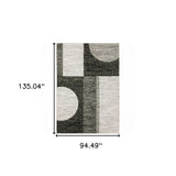 8' X 11' Gray and Ivory Geometric Power Loom Area Rug - Homeroots - Flyclothing LLC