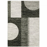 9' X 12' Gray and Ivory Geometric Power Loom Area Rug - Homeroots - Flyclothing LLC