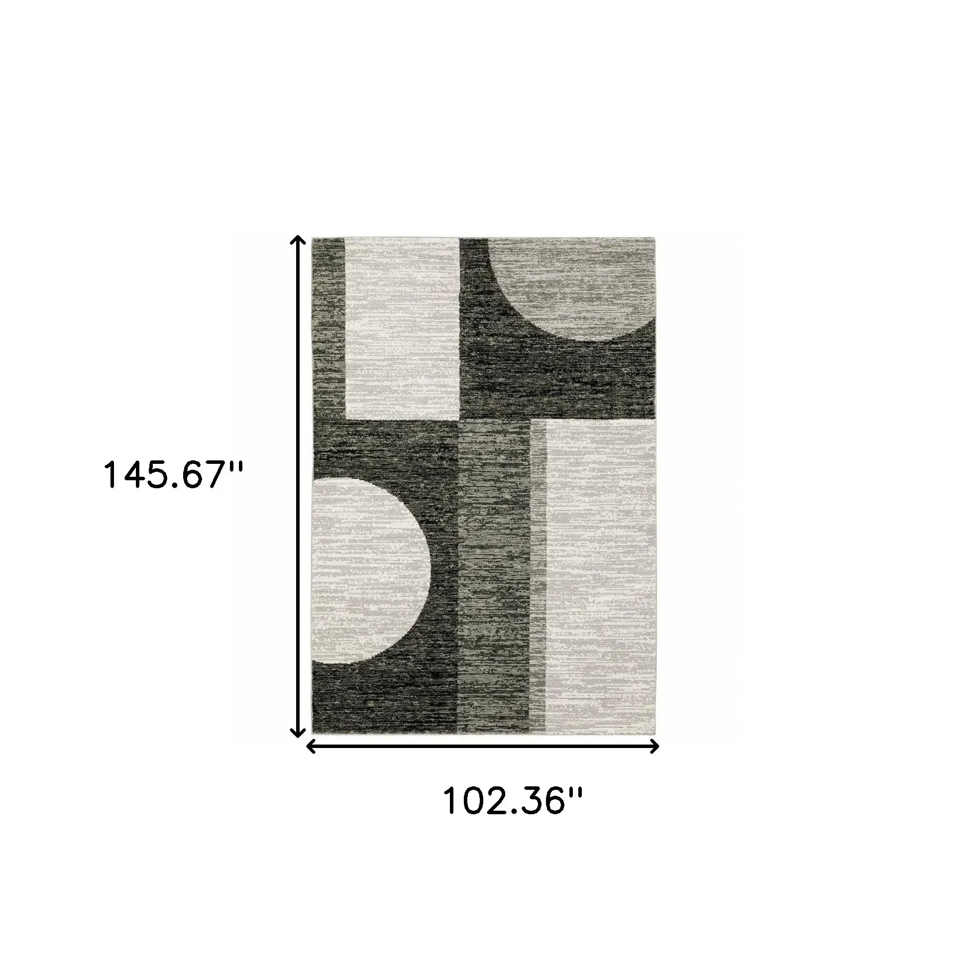 9' X 12' Gray and Ivory Geometric Power Loom Area Rug - Homeroots - Flyclothing LLC