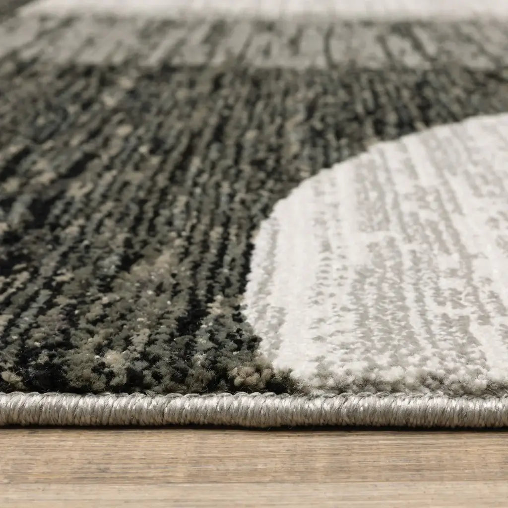 9' X 12' Gray and Ivory Geometric Power Loom Area Rug - Homeroots - Flyclothing LLC