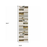 8' Runner Black and Gray Geometric Power Loom Runner Rug - Homeroots - Flyclothing LLC