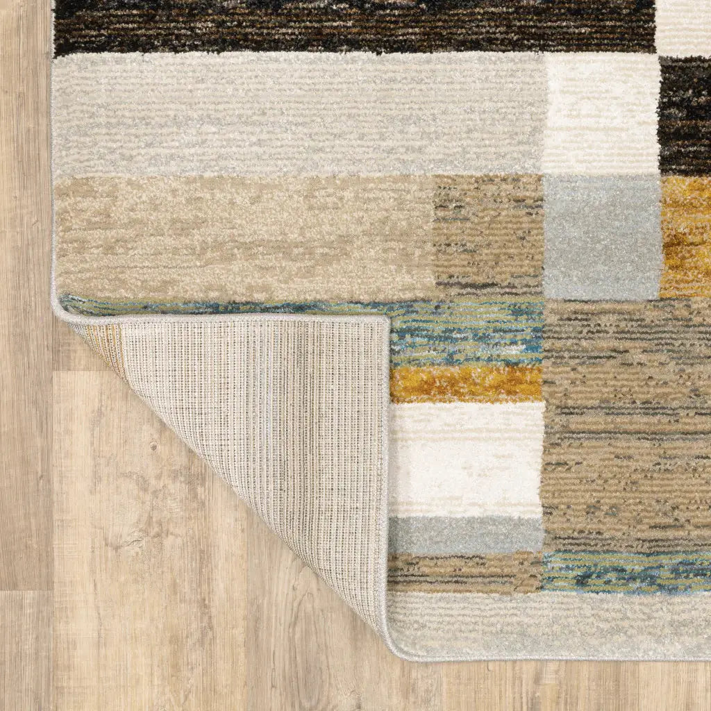 8' Runner Black and Gray Geometric Power Loom Runner Rug - Homeroots - Flyclothing LLC