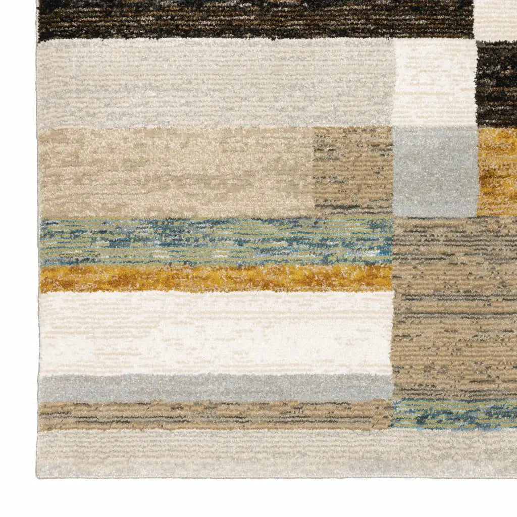 8' Runner Black and Gray Geometric Power Loom Runner Rug - Homeroots - Flyclothing LLC