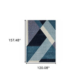 10' X 13' Blue Purple Grey and Teal Geometric Power Loom Area Rug - Homeroots - Flyclothing LLC