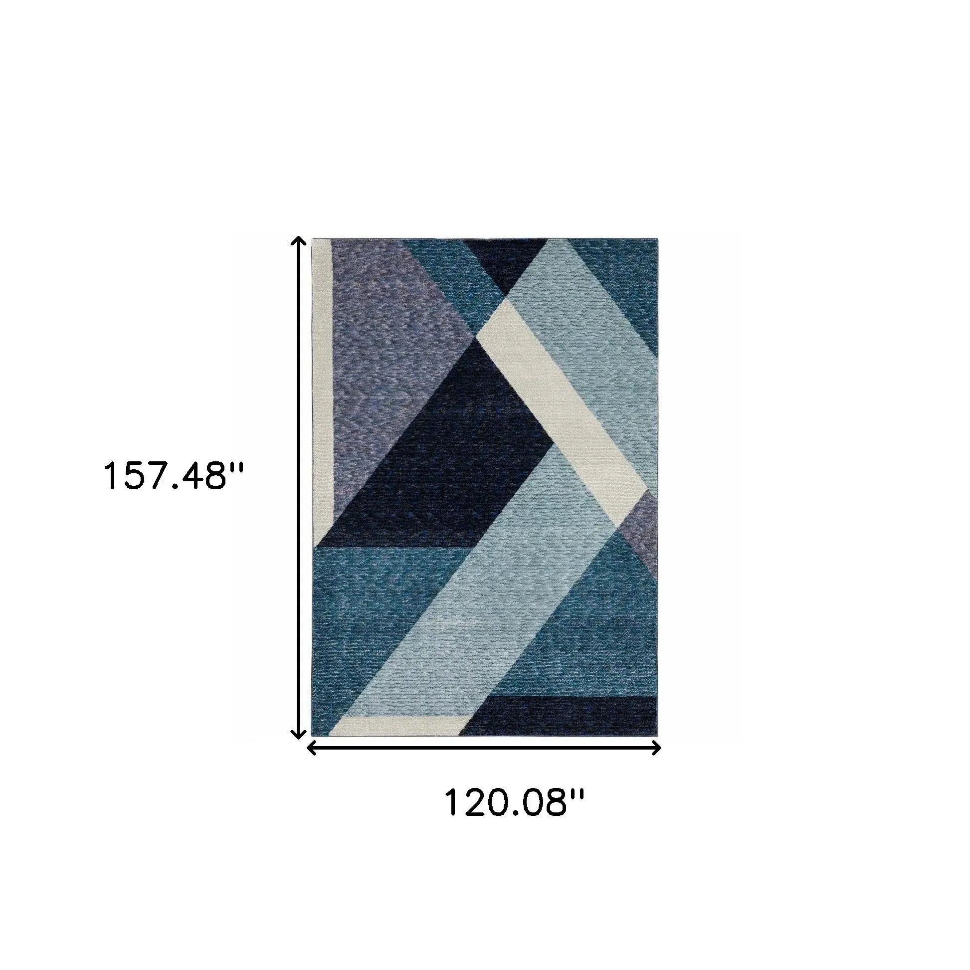 10' X 13' Blue Purple Grey and Teal Geometric Power Loom Area Rug - Homeroots - Flyclothing LLC