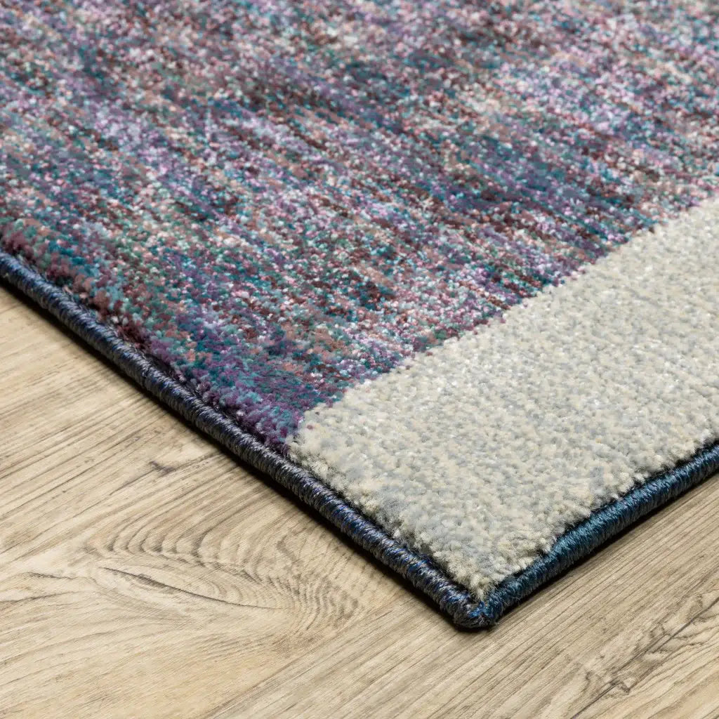 8' Runner Blue Purple Grey and Teal Geometric Power Loom Runner Rug - Homeroots - Flyclothing LLC