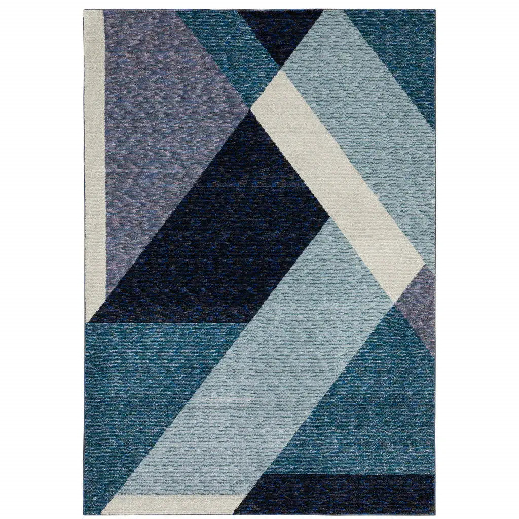 5' X 7' Blue Purple Grey and Teal Geometric Power Loom Area Rug - Homeroots - Flyclothing LLC