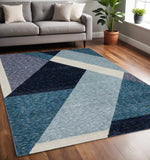 5' X 7' Blue Purple Grey and Teal Geometric Power Loom Area Rug - Homeroots - Flyclothing LLC