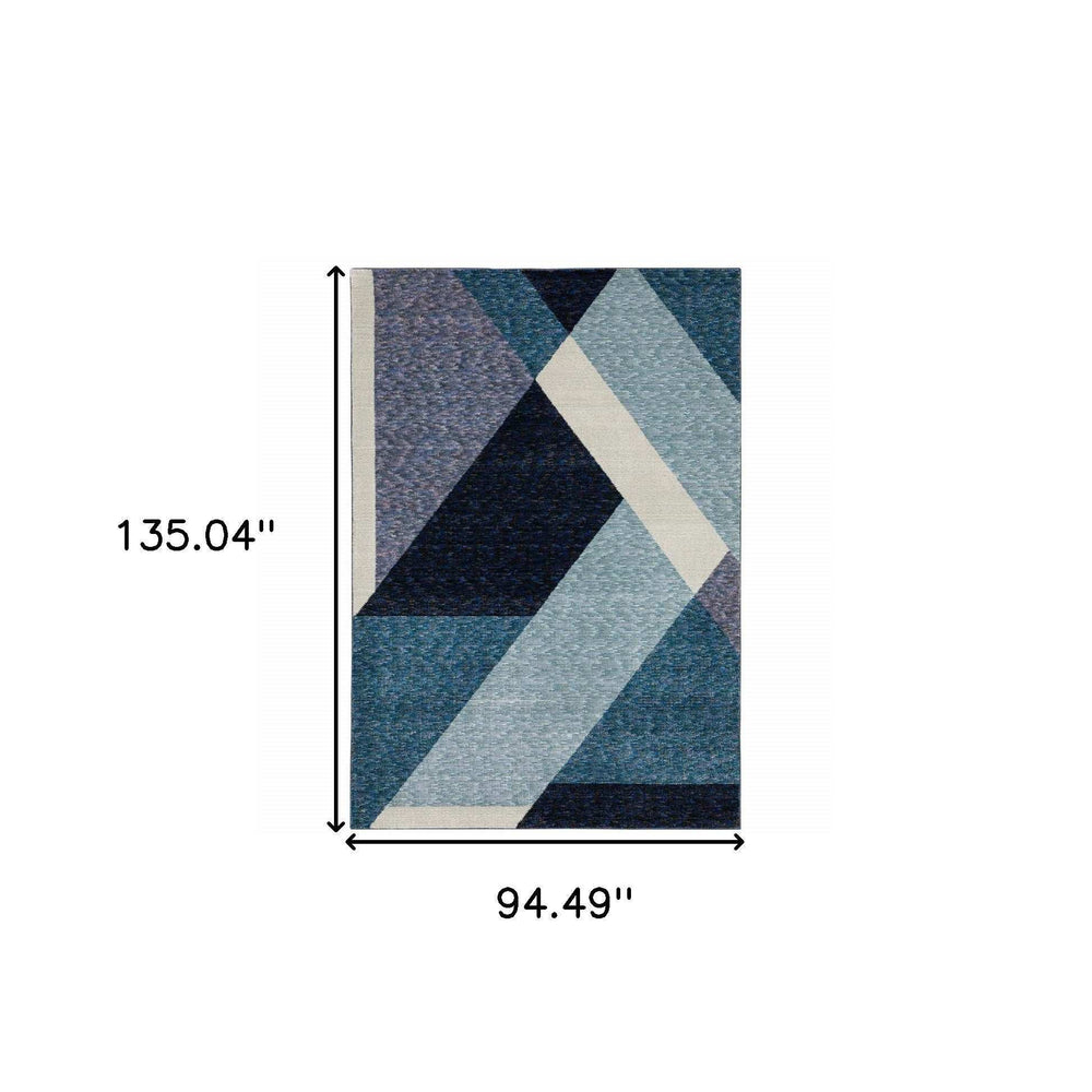 8' X 11' Blue Purple Grey and Teal Geometric Power Loom Area Rug - Homeroots - Flyclothing LLC