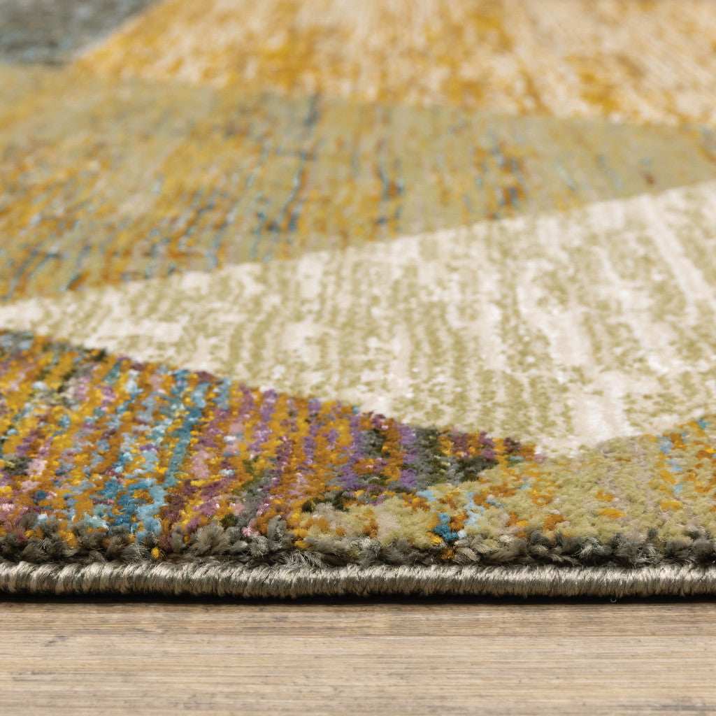 10' X 13' Blue and Beige Geometric Power Loom Area Rug - Homeroots - Flyclothing LLC