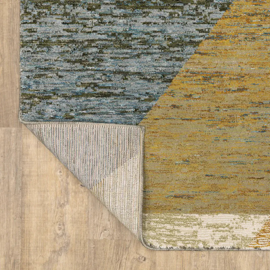 8' Runner Blue and Beige Geometric Power Loom Runner Rug - Homeroots - Flyclothing LLC