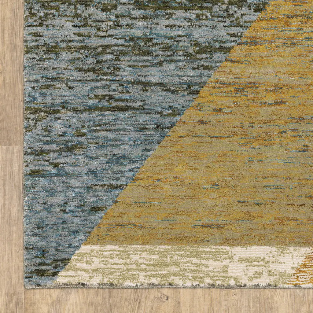8' Runner Blue and Beige Geometric Power Loom Runner Rug - Homeroots - Flyclothing LLC