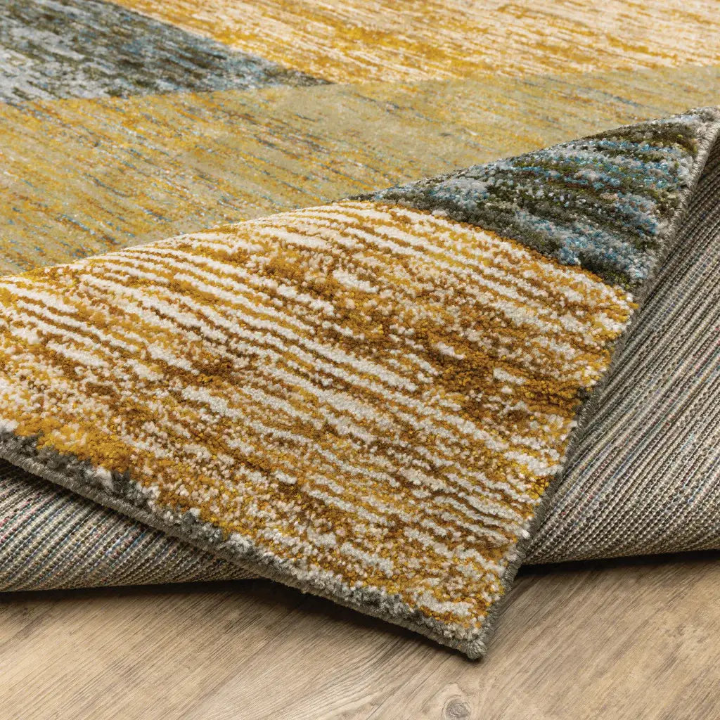 8' Runner Blue and Beige Geometric Power Loom Runner Rug - Homeroots - Flyclothing LLC