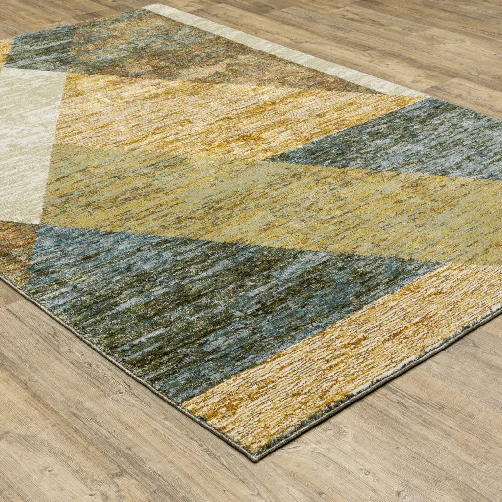 3' X 5' Blue and Beige Geometric Power Loom Area Rug - Homeroots - Flyclothing LLC
