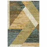 9' X 12' Blue and Beige Geometric Power Loom Area Rug - Homeroots - Flyclothing LLC