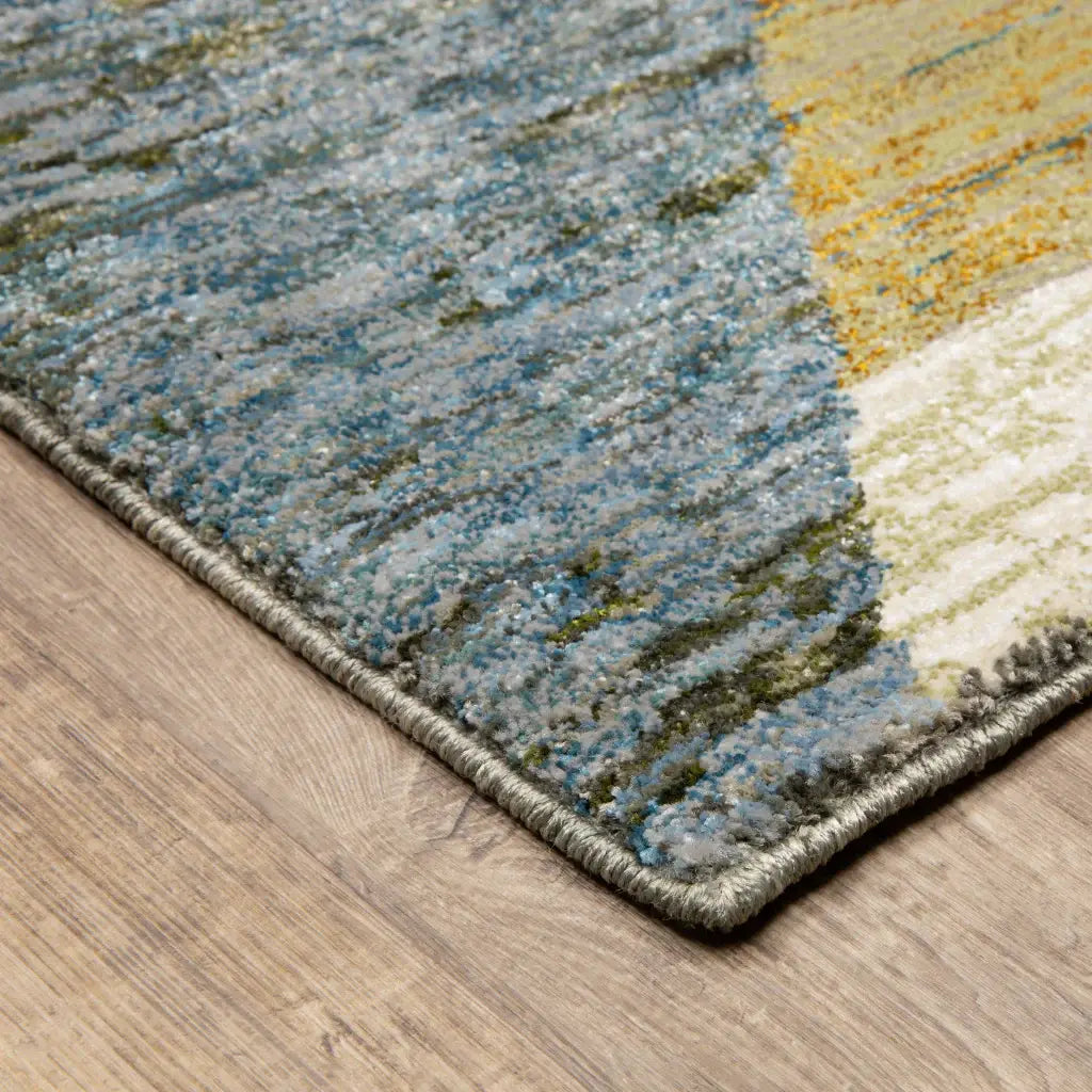 9' X 12' Blue and Beige Geometric Power Loom Area Rug - Homeroots - Flyclothing LLC