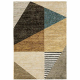 10' X 13' Blue and Beige Geometric Power Loom Area Rug - Homeroots - Flyclothing LLC