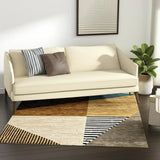 5' X 7' Blue and Beige Geometric Power Loom Area Rug - Homeroots - Flyclothing LLC
