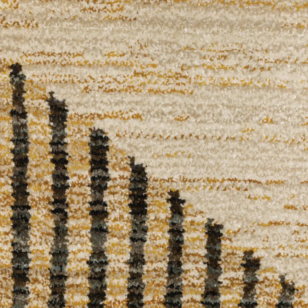 7' X 10' Gold Brown Blue Charcoal Rust and Beige Geometric Power Loom Area Rug - Homeroots - Flyclothing LLC